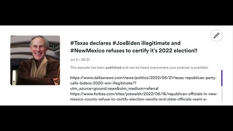 #Texas declares @Joe Biden illegitimate and #NewMexico refuses to certify it's 2022 election!!