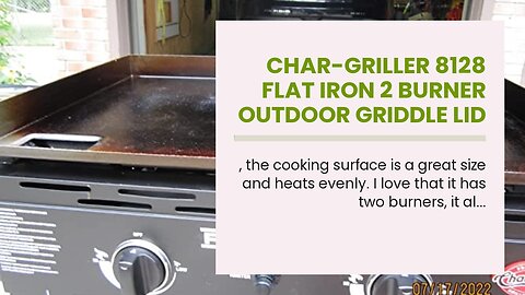 Char-Griller 8128 Flat Iron 2 Burner Outdoor Griddle Lid Gas Grill, Black