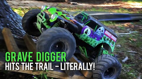 RC Grave Digger Monster Jam Hits The Trail Course- LITERALLY!