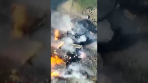 A Russian TANK was obliterated by a precise Ukrainian drone.