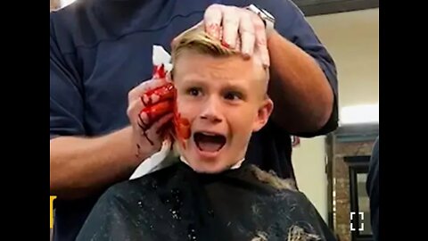 Barber Pranks Kid By Pretending He's Cut His Ear Off
