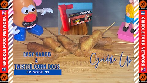 Easy Kabob Maker | Twisted Corn Dogs | How to make Corn Dogs on the Blackstone Griddle