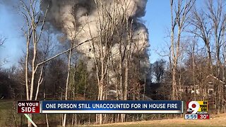 One person missing after large house fire in Union, Ky.