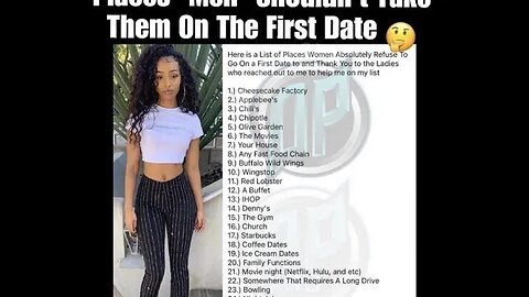 The list modern women don't want men to take them on a first date