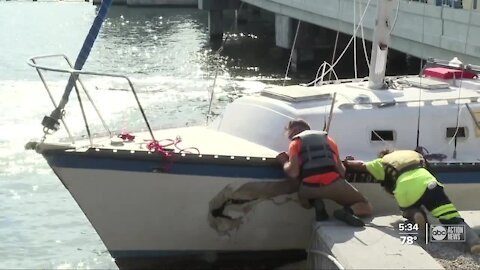 Boat crashes into bridge in southwest Florida during Tropical Storm Eta