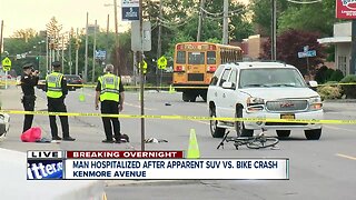 Man hospitalized following apparent bike crash involving SUV