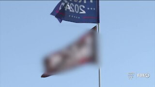 Anti-Biden flags with profanity going up in the front yards of homes in Cape Coral