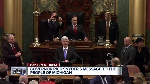 Michigan Governor Rick Snyder gives his final State of the State speech