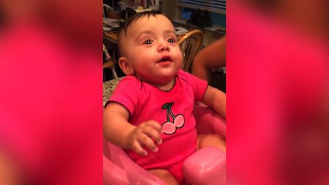 Adorable Baby Can't Contain Happiness Over Drinking From A Cup Like A Big Girl