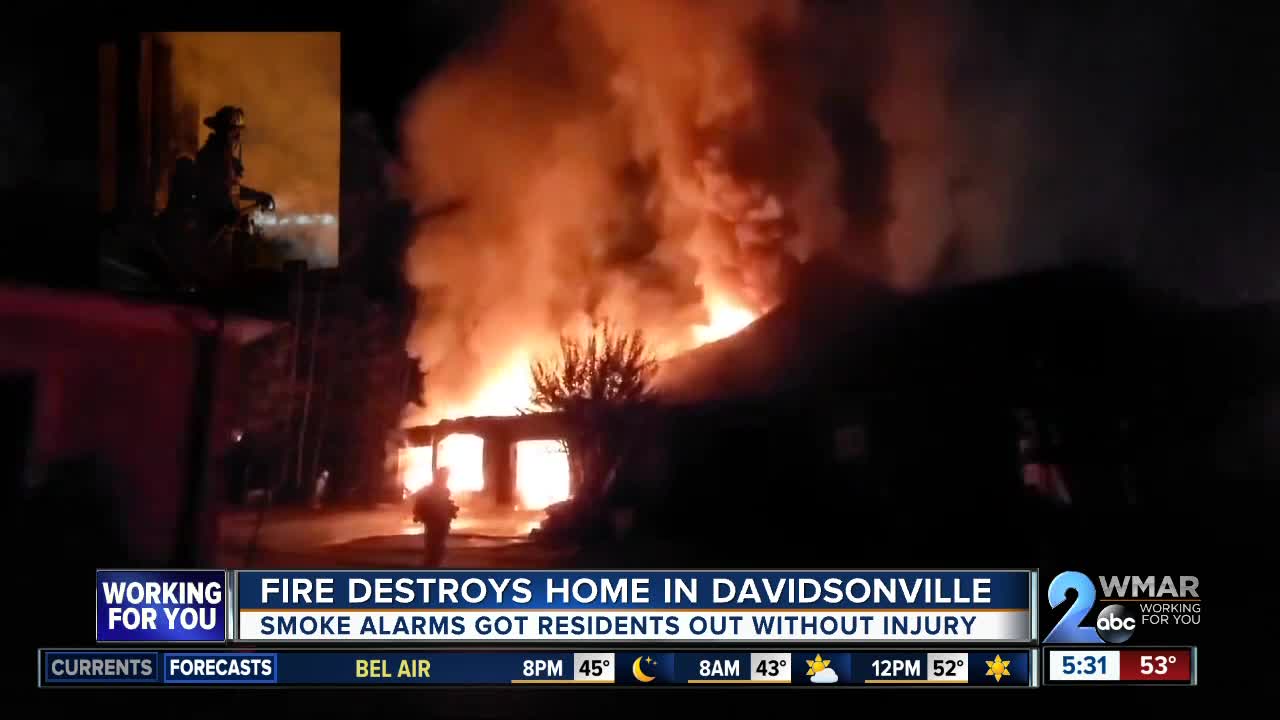 Fire destroys home in Davidsonville, cause under investigation