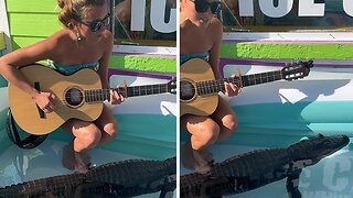 Woman from Florida hilariously serenades to alligator