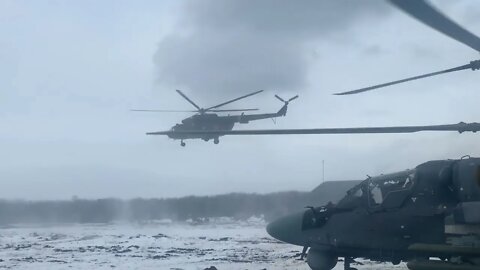 Russian Mi-28n, Ka-52, Mi-24 Attack Helicopters, Mi-8 Transport Operations