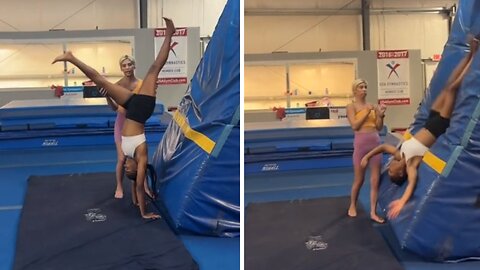 Gymnastic Girl Takes 'Big Kick' Instruction To Hilarious Extremes