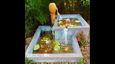 How to decorate your garden with awesome waterfall aquarium from cement