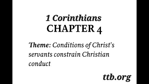 1 Corinthians Chapter 4 (Bible Study)