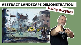 How To Paint ABSTRACT Landscape With ACRYLICS DEMO