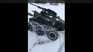 War Drone with Loaded Armament of Explosives, Driving in the Snow