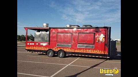 2020 - 8.5' x 28' Barbecue Food Concession Trailer with Bathroom and Porch for Sale in Colorado