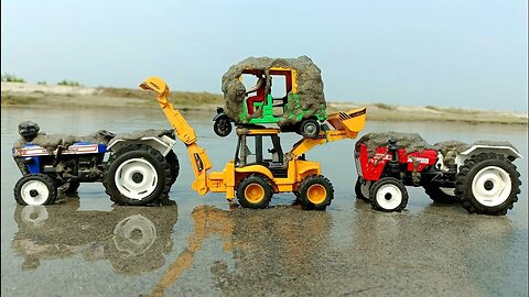 Muddy Tractor And Auto Rickshaw Help Jcb And Water Jump Muddy Cleaning | Tractor Video | Mud Toys