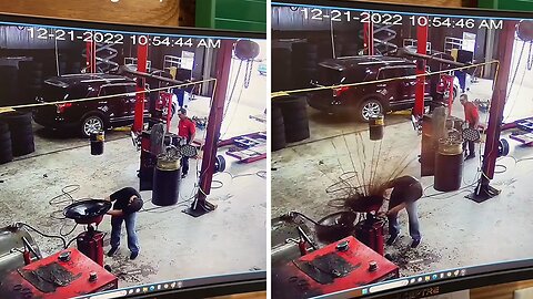 Incredible oil fail captured on security camera