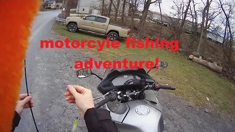 Motorcycle fishing adventure Honda NT700V Aventure collapsible rod diawa reel