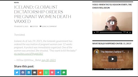 ICELAND: GLOBALIST Dictatorship Orders Pregnant Women Death Vaxxed