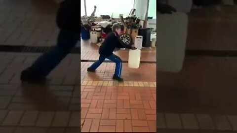 Guy showing of his miming skills at work