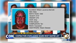 Contractors State License Board most wanted list