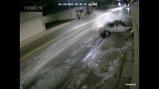 Man says Detroit water main break partly to blame for driver's crash into his fish market