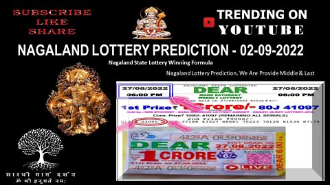 Nagaland Lottery Prediction - 02-09-2022 Nagaland State Lottery Winning Formula