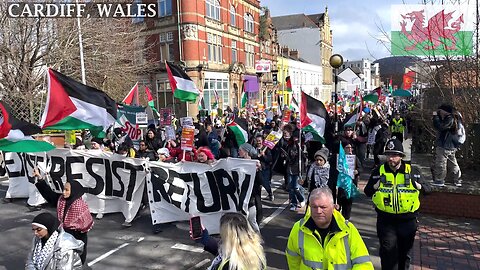 March against Racism and islamophobia, Cardiff Bay Road, Wales