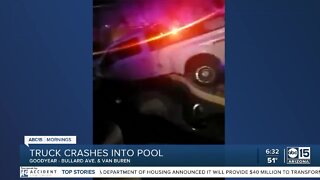 Police investigate crash into a backyard pool in Goodyear