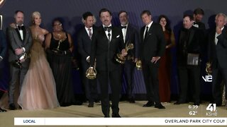 Jason Sudeikis speaks after winning an Emmy