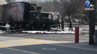 Tractor Trailer carrying food catches fire in Southeast Baltimore Tuesday