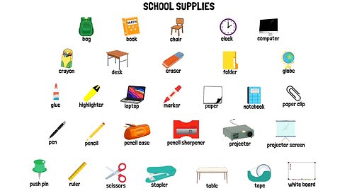 Basic School Supplies Vocabulary for Beginners | ESL Lesson