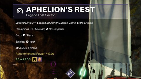 Destiny 2, Legend Lost Sector, Aphelion's Rest on the Dreaming City 1-27-22