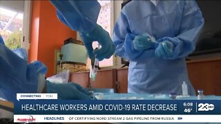 Healthcare workers amid COVID-19 rate decrease