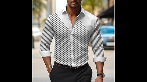 Men's Line Plaid Shirt High Quality Lapel Long Sleeve Men's Social Shirt Luxury Clothing
