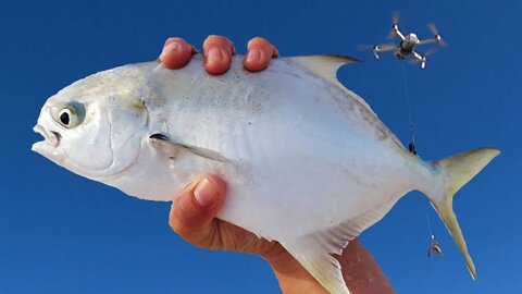 Winter drone fishing for Pompano Corpus Christi Texas using Gofish