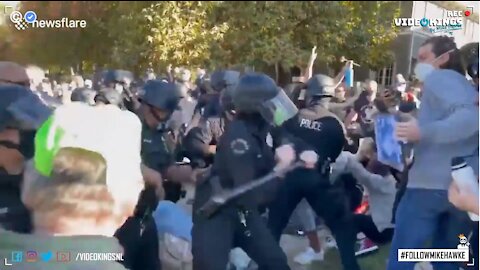 Police clash with BLM-protesters outside Los Angeles Mayor Eric Garcetti’s home.