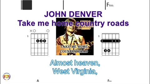 JOHN DENVER Take me home country roads - (Chords & Lyrics like a Karaoke) HD