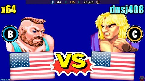 Street Fighter II': Hyper Fighting (x64 Vs. dnsj408) [U.S.A. Vs. U.S.A.]