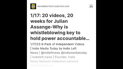 1/17: 20 videos, 20 weeks for Julian Assange-Why is whistleblowing key to hold power accountable?