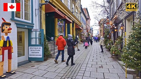 Walking CANADA Christmas Walk in Old Quebec City at Early Morning Dec. 2023