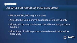 ALLIANCE FOR PERIOD SUPPLIES GETS GRANT