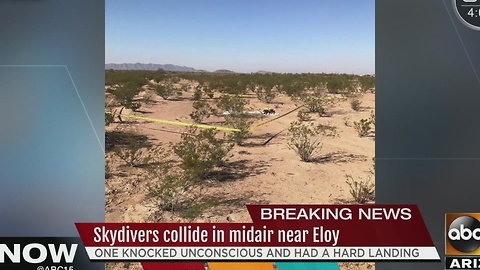 Skydivers collide in midair near Eloy sending one person to the hospital