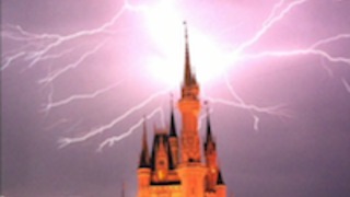 Lightning strikes Cinderella's Castle at Disney World