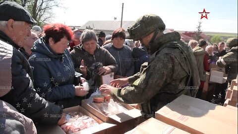 Russia Delivering food and supplies to displaced Ukrainians