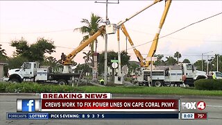 Cape Coral Parkway reopened after crash knock down power lines overnight - 8am update
