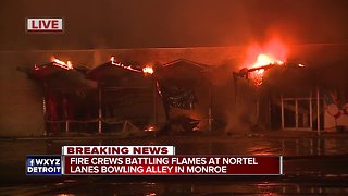 Fire crews battling flames at Nortel Lanes bowling alley in Monroe